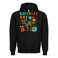Black birthday boy t rex Zipper Hoodie - Artiststas