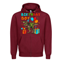 Burgundy birthday boy t rex Zipper Hoodie - Artiststas