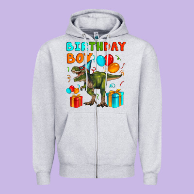 Birthday Boy T Rex Zipper Hoodie Designed By Artiststas