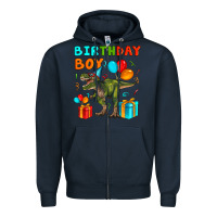 Navy birthday boy t rex Zipper Hoodie - Artiststas