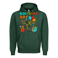 Sports Green birthday boy t rex Zipper Hoodie - Artiststas