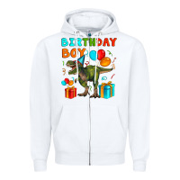 White birthday boy t rex Zipper Hoodie - Artiststas