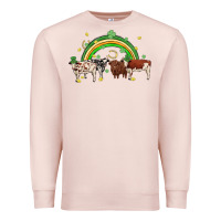 Pale Pink cow st patrick days Premium Sweatshirt - MaliasSmallBusiness