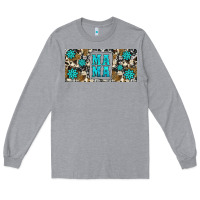 Heather Grey western cowhide mama 16oz libbey glass Long Sleeve Tee - HRA Design Shop