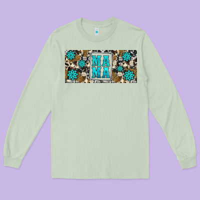Western Cowhide Mama 16oz Libbey Glass Long Sleeve Tee Designed By Hra Design Shop