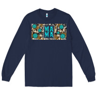 Navy western cowhide mama 16oz libbey glass Long Sleeve Tee - HRA Design Shop