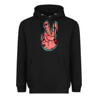 Black Pink Floral Glitter Peace Sign Heavyweight Hoodie - Jasminsmagicworld