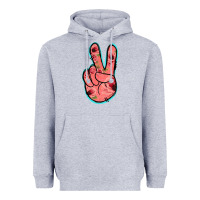 Heather Grey Pink Floral Glitter Peace Sign Heavyweight Hoodie - Jasminsmagicworld