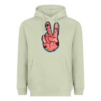 Matcha Pink Floral Glitter Peace Sign Heavyweight Hoodie - Jasminsmagicworld