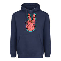 Navy Pink Floral Glitter Peace Sign Heavyweight Hoodie - Jasminsmagicworld