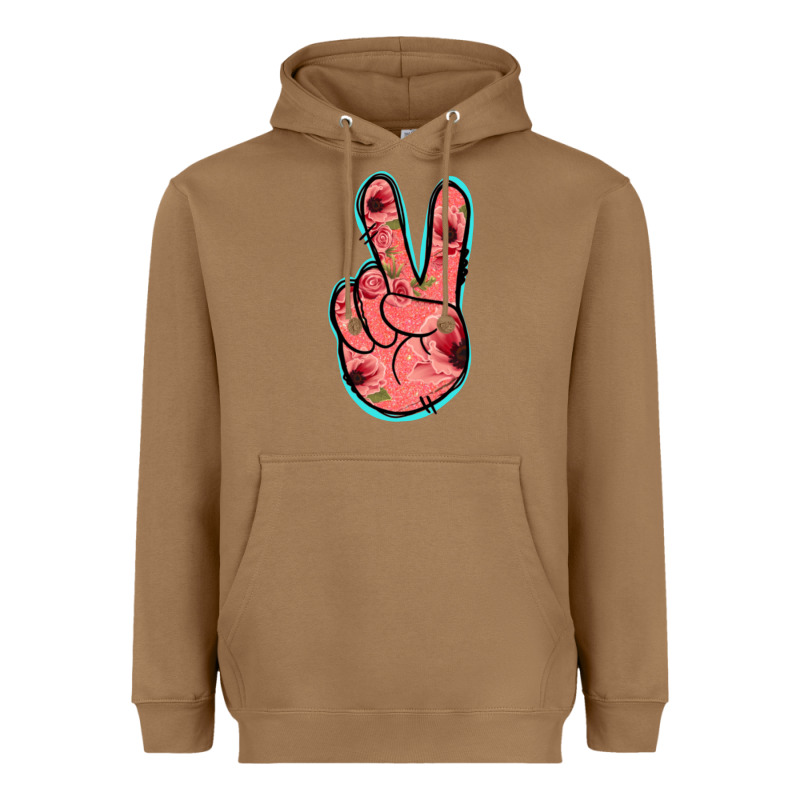 Pink Floral Glitter Peace Sign Heavyweight Hoodie by Jasminsmagicworld | Teevron
