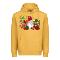 Mustard let it snow with snowman Premium Hoodie - BundleAndBundleShop