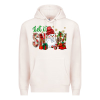 Pale Pink let it snow with snowman Premium Hoodie - BundleAndBundleShop