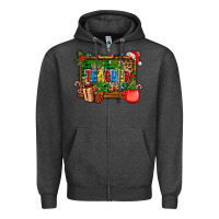 Charcoal Heather christmas teacher and coffe cup with board Zipper Hoodie - AdoDesignShop