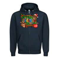 Navy christmas teacher and coffe cup with board Zipper Hoodie - AdoDesignShop