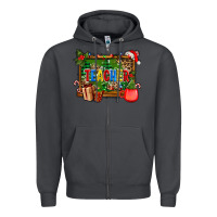 Smoke christmas teacher and coffe cup with board Zipper Hoodie - AdoDesignShop