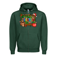 Sports Green christmas teacher and coffe cup with board Zipper Hoodie - AdoDesignShop