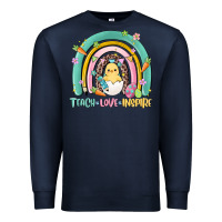 Navy teach love inspire rainbow Premium Sweatshirt - MaliasSmallBusiness
