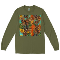 Army Green western boots and sunflowers seamless pattern Long Sleeve Tee - HRA Design Shop