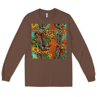 Chestnut western boots and sunflowers seamless pattern Long Sleeve Tee - HRA Design Shop