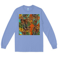Colony Blue western boots and sunflowers seamless pattern Long Sleeve Tee - HRA Design Shop