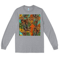 Heather Grey western boots and sunflowers seamless pattern Long Sleeve Tee - HRA Design Shop