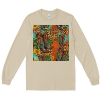 Mushroom western boots and sunflowers seamless pattern Long Sleeve Tee - HRA Design Shop