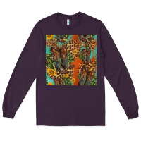 Plum western boots and sunflowers seamless pattern Long Sleeve Tee - HRA Design Shop