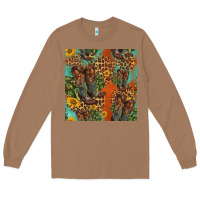 Toasted Coconut western boots and sunflowers seamless pattern Long Sleeve Tee - HRA Design Shop