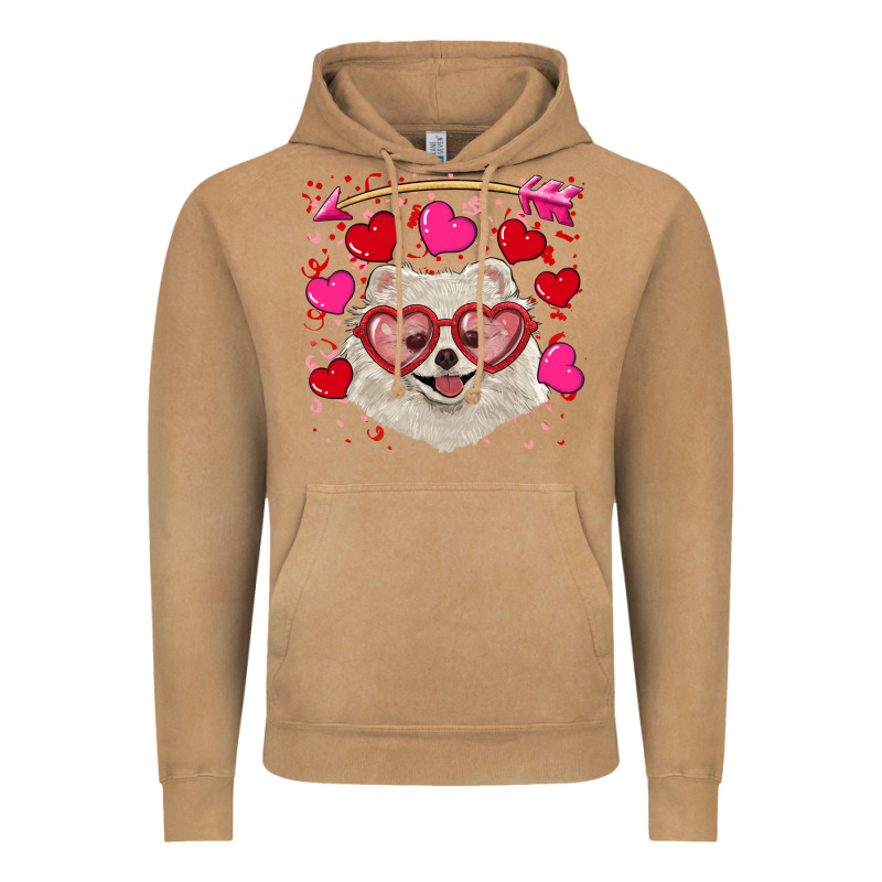 Valentine's Day White Pomeranian Vintage Hoodie by RanaPortraitStore | Teevron