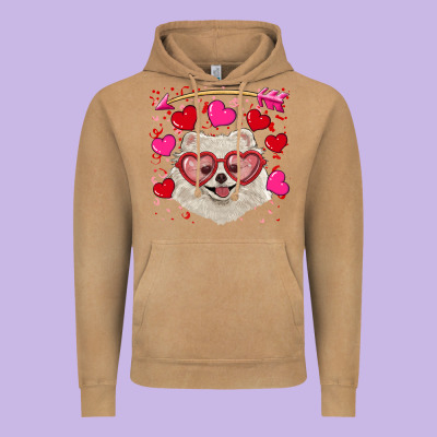 Vintage Hoodie Valentine's day white pomeranian
