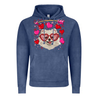Vintage Denim Valentine's day white pomeranian Vintage Hoodie - RanaPortraitStore