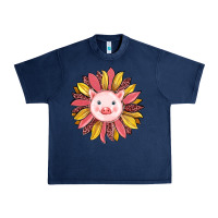 Navy pig sunflower Urban Heavy Tee - RanaPortraitStore