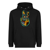 Black Aztec Sunflower Peace Sign Heavyweight Hoodie - Jasminsmagicworld