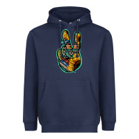 Navy Aztec Sunflower Peace Sign Heavyweight Hoodie - Jasminsmagicworld