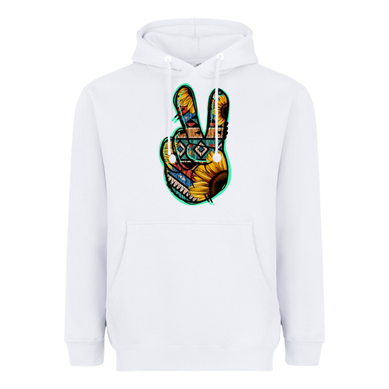Aztec Sunflower Peace Sign Heavyweight Hoodie by Jasminsmagicworld | Teevron