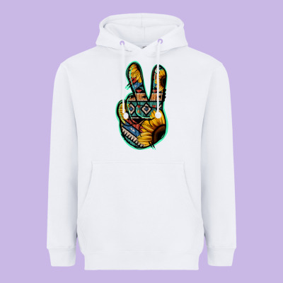 Aztec Sunflower Peace Sign Heavyweight Hoodie Designed By Jasminsmagicworld