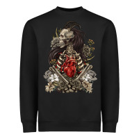 Black floral skeleton Heavyweight Sweatshirt - RanaPortraitStore