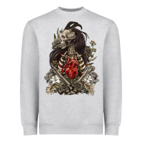 Heather Grey floral skeleton Heavyweight Sweatshirt - RanaPortraitStore