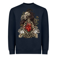 Navy floral skeleton Heavyweight Sweatshirt - RanaPortraitStore