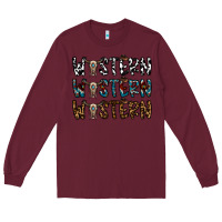 Burgundy western western western Long Sleeve Tee - CowhideDigitalArt