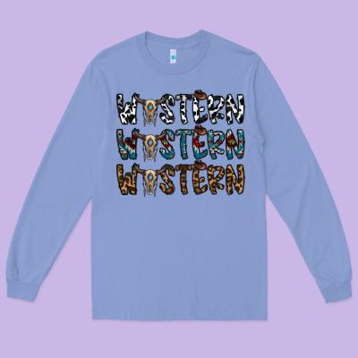 Western Western Western Long Sleeve Tee Designed By Cowhidedigitalart