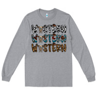 Heather Grey western western western Long Sleeve Tee - CowhideDigitalArt