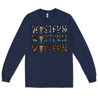 Navy western western western Long Sleeve Tee - CowhideDigitalArt
