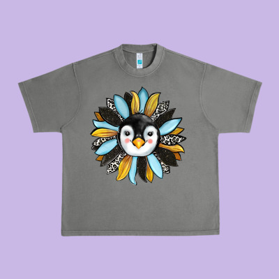 Penguin Sunflower Urban Heavy Tee Designed By Ranaportraitstore