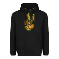 Black Pineapple Peace Sign Heavyweight Hoodie - Jasminsmagicworld