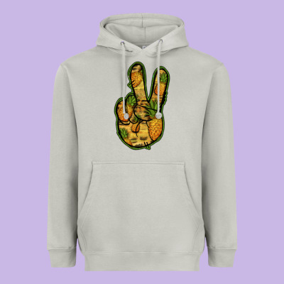 Pineapple Peace Sign Heavyweight Hoodie Designed By Jasminsmagicworld
