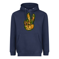 Navy Pineapple Peace Sign Heavyweight Hoodie - Jasminsmagicworld