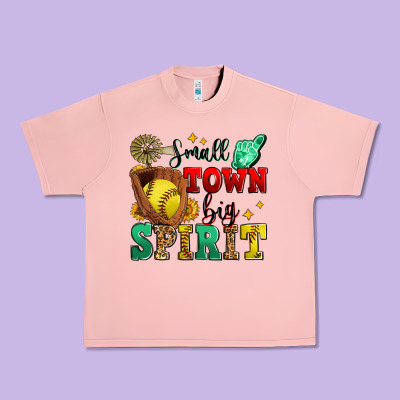 Small Town Big Spirit Softball Urban Heavy Tee Designed By Zillion Design Studio