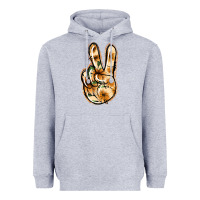 Heather Grey Floral Gold Peace Sign Heavyweight Hoodie - Jasminsmagicworld